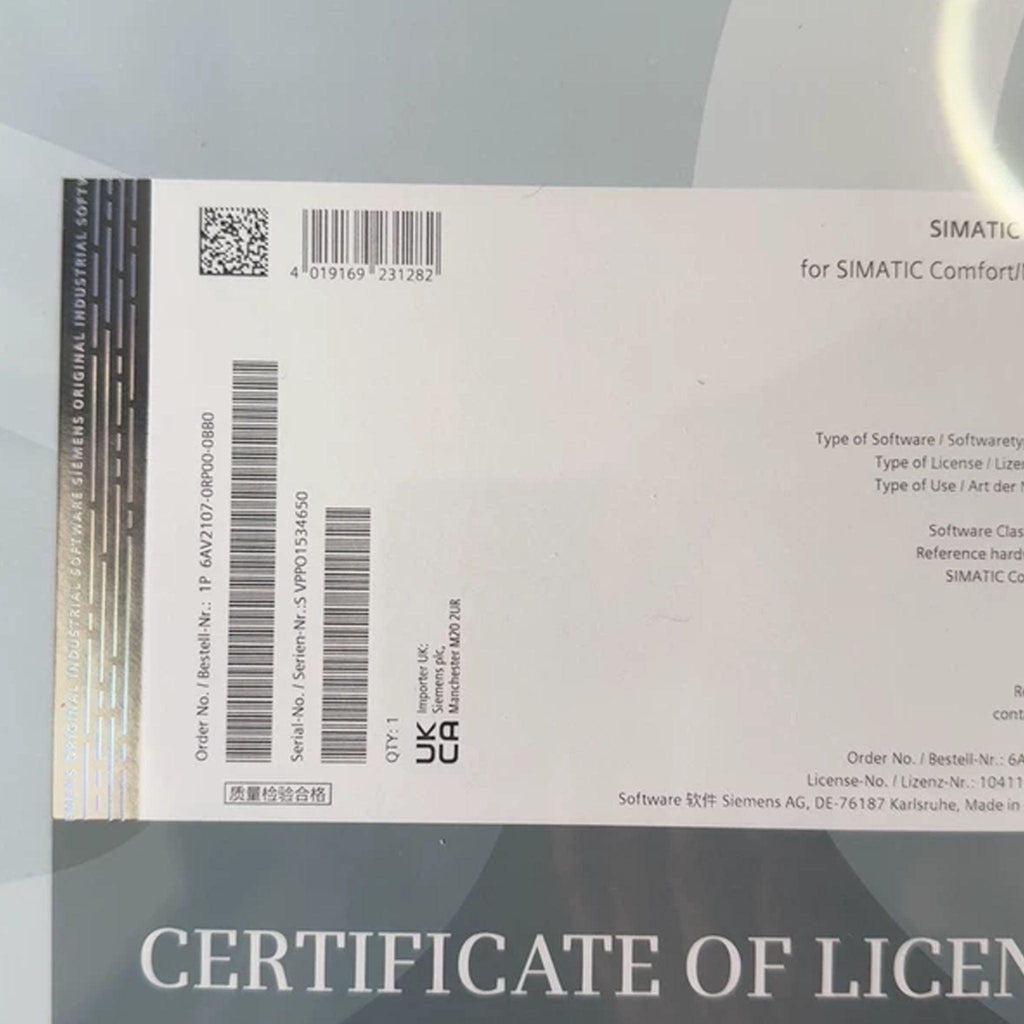 Siemens SIMATIC WinAC RTX 2010 Soft PLC 6AV2107-0RP00-0BB0 PC-Based Controller License.